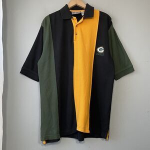 Vintage Green Bay Packers Polo Shirt  Mens Size Medium Colorblock Rugby Sporty